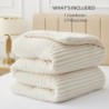 BEDELITE Fleece Queen Comforter Set -Super Soft & Warm Fluffy White Bedding, Luxury Fuzzy Heavy Bed Set for Winter with 2 Pillow Cases