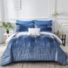 Dinjoy Ombre Blue Comforter Set Full Size Reversible Gradient Blue Grey Boho Bedding Set for Men Women 8 Pieces Bed in A Bag Bohemian Bed Set with Comforter, Sheets, Pillowcases & Shams