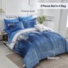 Dinjoy Ombre Blue Comforter Set Full Size Reversible Gradient Blue Grey Boho Bedding Set for Men Women 8 Pieces Bed in A Bag Bohemian Bed Set with Comforter, Sheets, Pillowcases & Shams