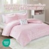 Mi Zone Rosalie Comforter Set for Girls, Ultra-Soft Microlight Plush Metallic Printed Hearts Brushed Reverse Overfilled Down Alternative Hypoallergenic All Season, , Full/Queen, Pink/Silver, 4 Piece