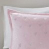 Mi Zone Rosalie Comforter Set for Girls, Ultra-Soft Microlight Plush Metallic Printed Hearts Brushed Reverse Overfilled Down Alternative Hypoallergenic All Season, , Full/Queen, Pink/Silver, 4 Piece