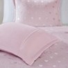 Mi Zone Rosalie Comforter Set for Girls, Ultra-Soft Microlight Plush Metallic Printed Hearts Brushed Reverse Overfilled Down Alternative Hypoallergenic All Season, , Full/Queen, Pink/Silver, 4 Piece