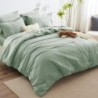 CozyLux Queen Seersucker Comforter Set with Sheets Sage Green Bed in a Bag 7-Pieces All Season Bedding Sets with Comforter, Pillow Sham, Flat Sheet, Fitted Sheet, Pillowcase