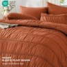 UNILIBRA Queen Comforter Set with Sheets, 7 Pieces Boho Terracotta Bed in a Bag Set, Brunt Orange Ruched Bedding Sets All Seasons with Flat Sheet, Fitted Sheet, Pillow Shams, Pillowcases