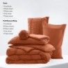 UNILIBRA Queen Comforter Set with Sheets, 7 Pieces Boho Terracotta Bed in a Bag Set, Brunt Orange Ruched Bedding Sets All Seasons with Flat Sheet, Fitted Sheet, Pillow Shams, Pillowcases