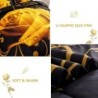 WONGS BEDDING Yellow Comforter Set King, Reversible Yellow Rose 7 Pieces Bed in a Bag, Lightweight Microfiber Soft Bedding Sets with Flat Sheet, Fitted Sheet, Pillowcases & Shams