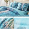 PERFEMET 6 Pcs Teal Marble Comforter Set Queen Watercolor Marble Printed Quilt Set Luxury Retro Artwork Style Teal and Gold Bed in A Bag Complete Set(Teal, Queen)