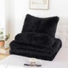 Smoofy Faux Fur Black Comforter Set Queen Size 3Pcs Fluffy Fuzzy Plush Comforter Set Cute Soft Shaggy Velvet Double-Sided Bedding Set (1 Faux Fur Comforter + 2 Faux Fur Pillowcases)