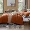 Burnt Orange King Size Comforter Set, Premium Summer King Bedding Set 3 Piece, Crinkle Design King Bed Set with Minimalist Comforter & Shams (King, 102"x90")