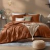 Burnt Orange King Size Comforter Set, Premium Summer King Bedding Set 3 Piece, Crinkle Design King Bed Set with Minimalist Comforter & Shams (King, 102"x90")