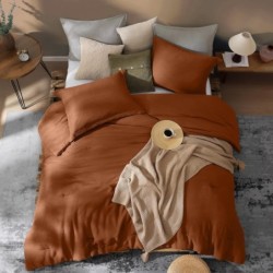 Burnt Orange King Size Comforter Set, Premium Summer King Bedding Set 3 Piece, Crinkle Design King Bed Set with Minimalist Comforter & Shams (King, 102"x90")