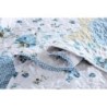 Autumn Dream Reversible Patchwork Bedspread Quilt Set 3 Pieces Coverlet Set,Blue White Rose Floral Bedspread, Queen Size