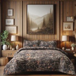 Boston Linen Company Realtree Max 4 Camo Queen Comforter Set 3 Piece Polycotton Rustic Farmhouse Bedding with 2 Pillow Shams – Hunting Cabin Lodge Bed Set Perfect for Camouflage Bedroom - (88"x94")