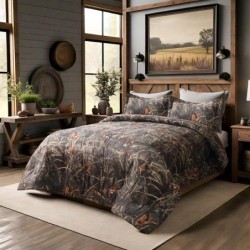 Boston Linen Company Realtree Max 4 Camo Queen Comforter Set 3 Piece Polycotton Rustic Farmhouse Bedding with 2 Pillow Shams – Hunting Cabin Lodge Bed Set Perfect for Camouflage Bedroom - (88"x94")