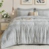 Newspin Twin Comforter Set, Grey Boho 5 Pieces Bed in a Bag, Cationic Dyeing Bed Set Jacquard Tufted Shabby Chic Bedding Set for All Season with Comforter, Sheets, Pillowcases & Shams