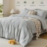 Newspin Twin Comforter Set, Grey Boho 5 Pieces Bed in a Bag, Cationic Dyeing Bed Set Jacquard Tufted Shabby Chic Bedding Set for All Season with Comforter, Sheets, Pillowcases & Shams