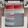 Comfort Spaces Comforter Sets with Sheets - Bed in a Bag 9 Pieces Teen Bedding Sets , Red and Grey Stripes Bedding Full, College Full Bed Set with 2 Side Pockets Bedroom Organizer