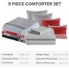 Comfort Spaces Comforter Sets with Sheets - Bed in a Bag 9 Pieces Teen Bedding Sets , Red and Grey Stripes Bedding Full, College Full Bed Set with 2 Side Pockets Bedroom Organizer