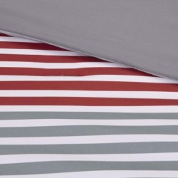 Comfort Spaces Comforter Sets with Sheets - Bed in a Bag 9 Pieces Teen Bedding Sets , Red and Grey Stripes Bedding Full, College Full Bed Set with 2 Side Pockets Bedroom Organizer