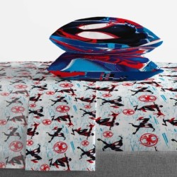 Marvel Spiderman Across The Spider-Verse Glitch 7 Piece Full Size Bed Set - includes Comforter & Sheet Set Bedding - Super Soft Fade Resistant Microfiber (Official Product)