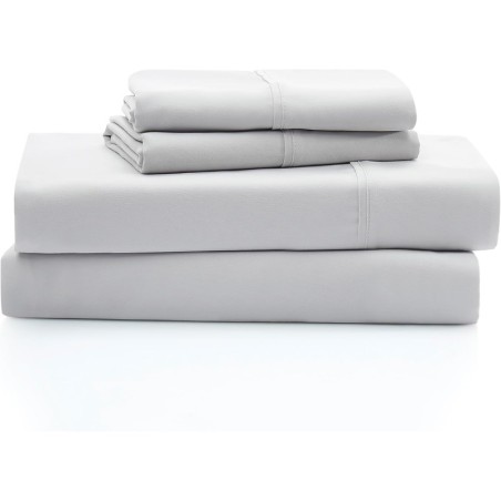 UGG 01330 Alahna Queen Bed Sheets and Pillowcases 4-Piece Set Sleep in Luxury Machine Washable Deep Pockets Wrinkle-Resistant Breathable Cozy Comfort Silky Cooling Sheets, Queen, Stone