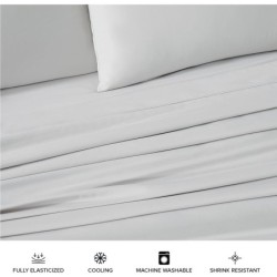 UGG 01330 Alahna Queen Bed Sheets and Pillowcases 4-Piece Set Sleep in Luxury Machine Washable Deep Pockets Wrinkle-Resistant Breathable Cozy Comfort Silky Cooling Sheets, Queen, Stone