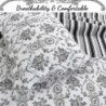 Cozy Line Home Fashions French Medallion Black White Grey Rose Flower Pattern Printed 100% Cotton Bedding Quilt Set Reversible Coverlet Bedspread (Black White, Queen - 3 Piece)