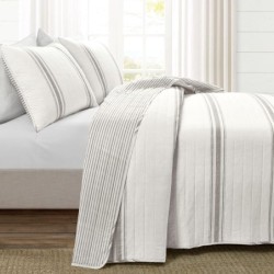 Lush Decor Comforter Farmhouse Stripe, King, Gray