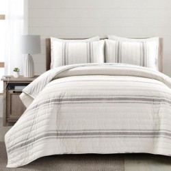 Lush Decor Comforter Farmhouse Stripe, King, Gray