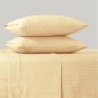 Feather & Stitch 500 TC Queen Size Damask Bed Sheet Set, 100% Soft Cotton Breathable Bedsheets, 18" Deep Pockets Sateen Weave Striped Bedding Mattress Resort Hotel Luxury Décor - (Semolina, Queen)