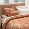 EVERGRACE 3 Pieces Luxurious Queen Velvet Quilts, Ultra Soft Lightweight Velvet Comforter Set, Matelasse Oversized Bedspread Coverlet for All Season with 2 Shams, Burnt Orange, 92"x96"