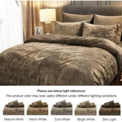 PHF Truly Velvet Duvet Cover Set California King Size, 3pcs Ultra Soft Breathable Comforter Cover Set, Luxury Cozy Flannel Duvet Cover with Pillow Shams Bedding Collection, 104" x 98", Dark Khaki