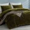 Boho 3pc Reversible Velvet Pom Pom Fringe Comforter Set - Modern, Cozy Bedding in Olive Green