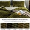 Boho 3pc Reversible Velvet Pom Pom Fringe Comforter Set - Modern, Cozy Bedding in Olive Green