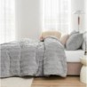 Cozy Bliss Fluffy Twin Size Comforter Set Light Grey, Jacquard Boho Texture Sherpa Bed Set, Ultra Soft Thick Bedding Set for Winter, 2 Pieces, 1 Fuzzy Comforter & 1 Pillow Shams