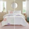 Urban Habitat Kids Twin Comforter Set for Girls, Tufted Chenille Floral Comforter Set Twin, Lightweight Polka Dot Comforter Reversible Bed Set, Sham, Pillow, Gracie, Twin White/Purple 3 Piece