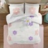 Urban Habitat Kids Twin Comforter Set for Girls, Tufted Chenille Floral Comforter Set Twin, Lightweight Polka Dot Comforter Reversible Bed Set, Sham, Pillow, Gracie, Twin White/Purple 3 Piece