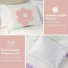 Urban Habitat Kids Twin Comforter Set for Girls, Tufted Chenille Floral Comforter Set Twin, Lightweight Polka Dot Comforter Reversible Bed Set, Sham, Pillow, Gracie, Twin White/Purple 3 Piece