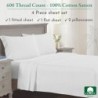 California Design Den King Sheets Cotton, Luxury 600 Thread Count 100% Sateen Bed Sheets Set, Extra Deep Pocket King Sheets, Hotel-Quality Sheets, Better Than Egyptian Cotton Sheets, White