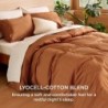 Bedsure Brushed Duvet Cover King Size - Soft and Breathable Eucalyptus Lyocell Cotton Hybrid Comforter Cover Set for Hot Sleeper - Hypoallergenic and Moisture Wicking, Cooling Bedding Set, Terracotta