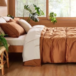 Bedsure Brushed Duvet Cover King Size - Soft and Breathable Eucalyptus Lyocell Cotton Hybrid Comforter Cover Set for Hot Sleeper - Hypoallergenic and Moisture Wicking, Cooling Bedding Set, Terracotta