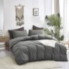 Luxlovery Grey Comforter Set Queen Men Dark Grey Comforter Bedding Sets Full 3PCS Solid Breathable Soft Charcoal Gray Quilts Set Modern Queen Comforter for Queen Bed