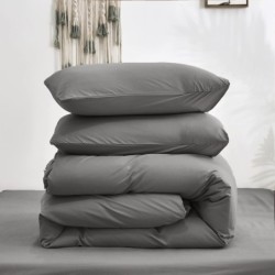 Luxlovery Grey Comforter Set Queen Men Dark Grey Comforter Bedding Sets Full 3PCS Solid Breathable Soft Charcoal Gray Quilts Set Modern Queen Comforter for Queen Bed