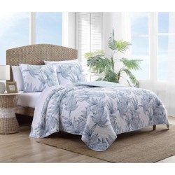 Tommy Bahama - Queen Quilt Set, Reversible Cotto Bedding with Matching Shams, Lightweight Home Decor for All Seasons (Kayo Blue, Queen)