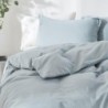 Simple&Opulence French Linen Duvet Cover Set 88" x 92"- 3 Pieces (1 Comforter Cover,2 Pillowcases)- Natural Flax Cotton Blend-Solid Color Breathable Farmhouse Bedding-Dusty Blue, Queen