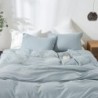 Simple&Opulence French Linen Duvet Cover Set 88" x 92"- 3 Pieces (1 Comforter Cover,2 Pillowcases)- Natural Flax Cotton Blend-Solid Color Breathable Farmhouse Bedding-Dusty Blue, Queen