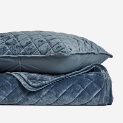 EVERGRACE Luxury Velvet Quilt Set King Size, Diamond Quilted Lightweight Velvet Comforter for All Season, Ultra Soft Oversized Bedspread Coverlet Bedding Set with 2 Pillow Shams, Stormy Blue