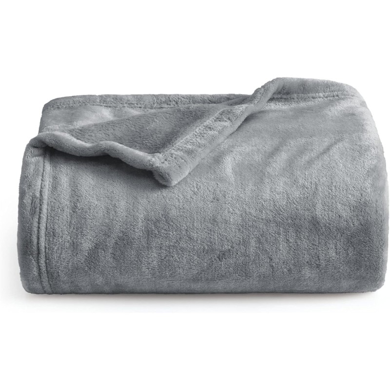 Bedsure Fleece Blankets Twin Size Grey - 300GSM Lightweight Plush Fuzzy Cozy Soft Twin Blanket for Bed, Sofa, Couch, Travel, Camping, 60x80 inches