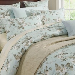 Brandream French Country Garden Toile Floral Printed Duvet Quilt Cover Cotton Bedding Set Asian Style Tapestry Pattern Chinoiserie Peony Blossom Tree Branches Multicolored Design (Queen,Mint Green)