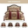 Grand Avenue Gold/Wine Cal King Comforter Set, 7 Piece, Burgundy Bedding Comforters & Sets, Pillow Shams Bedskirt, All Season